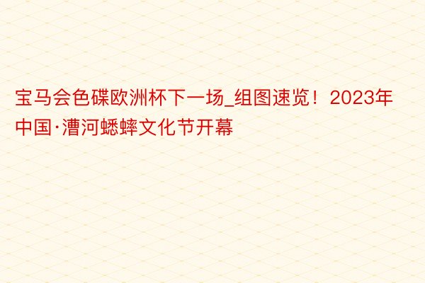 宝马会色碟欧洲杯下一场_组图速览!2023年中国·漕河蟋蟀文化节开幕