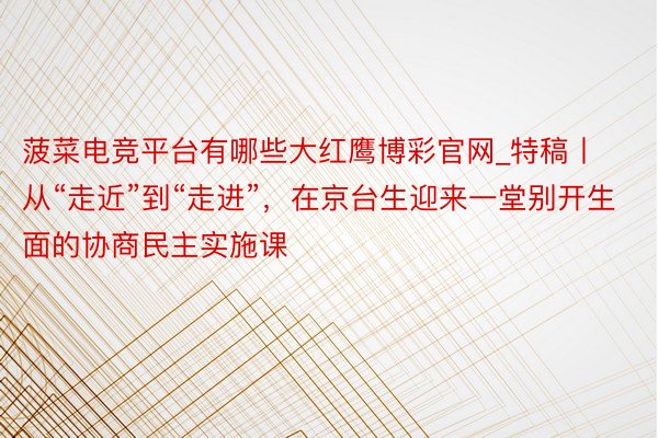 菠菜电竞平台有哪些大红鹰博彩官网_特稿丨从“走近”到“走进”，在京台生迎来一堂别开生面的协商民主实施课