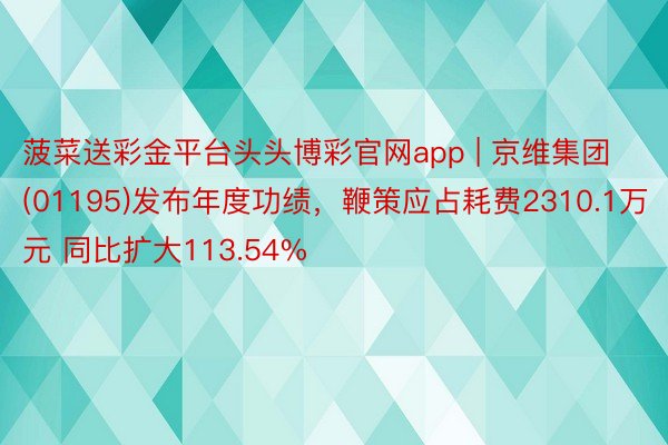 菠菜送彩金平台头头博彩官网app | 京维集团(01195)发布年度功绩，鞭策应占耗费2310.1万元 同比扩大113.54%